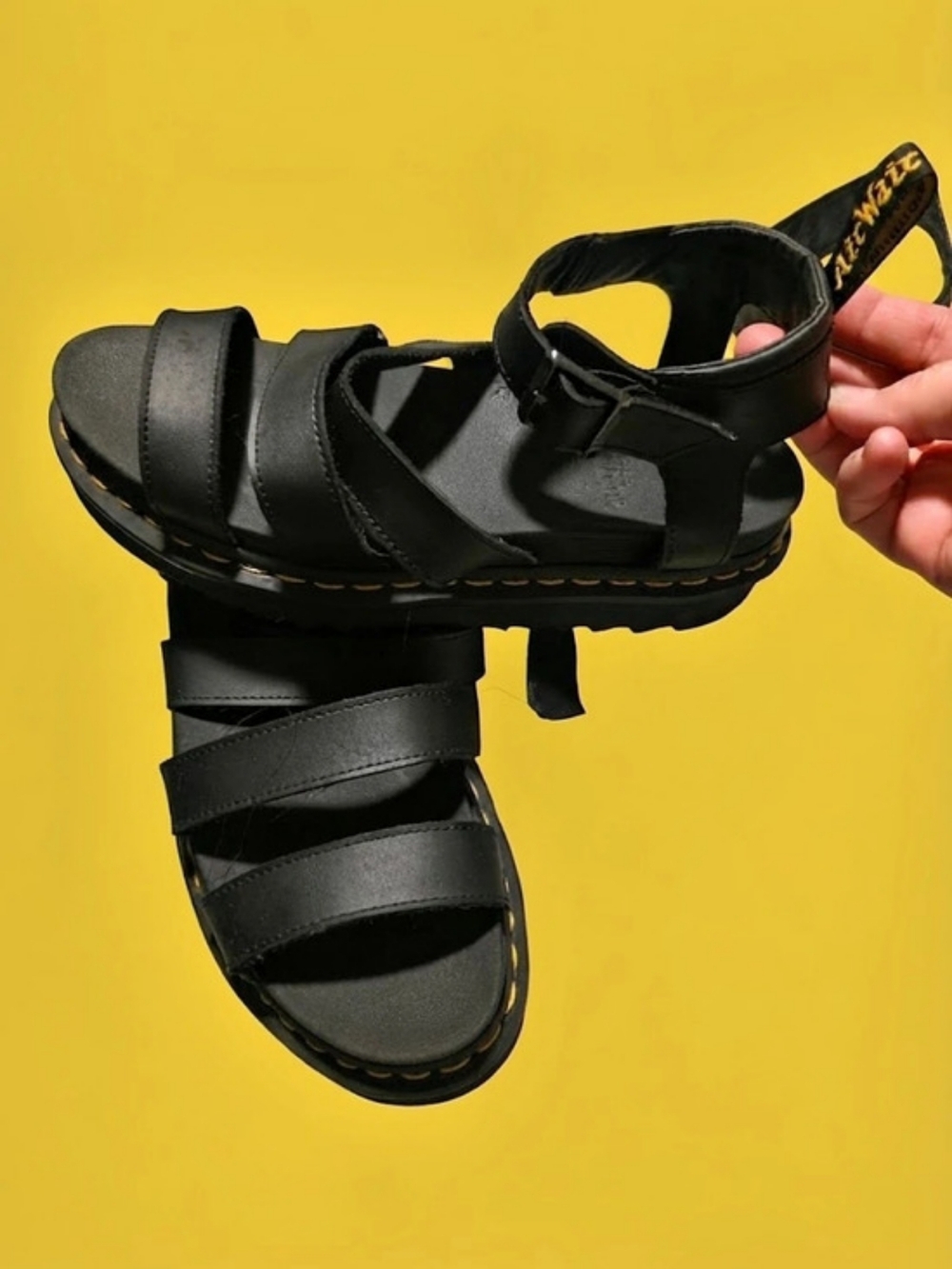 Dr. Martens Blaire Hydro Leather Strap Sandals Black US 8